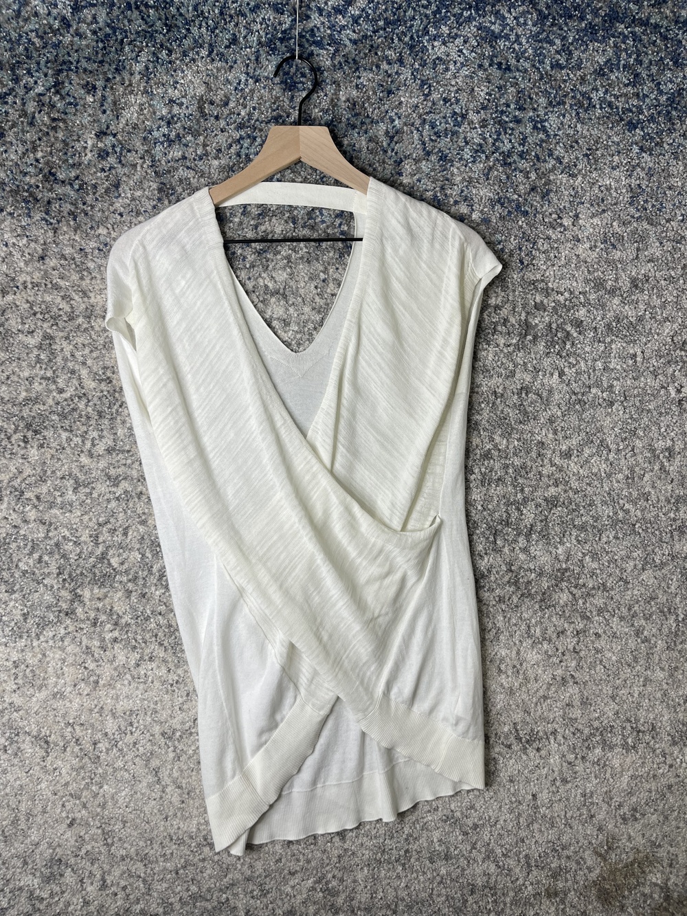 AllSaints Sweater Womens Small White Twist Sleeveless Drape Knit Pullover Top